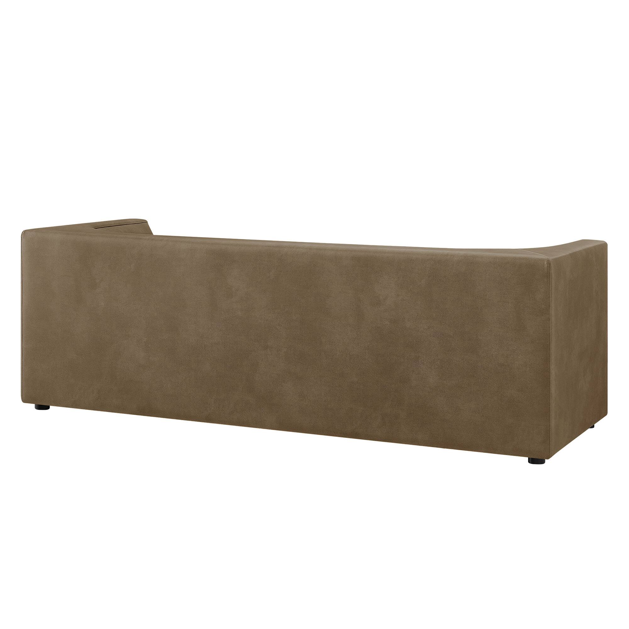 Alt View 4. Modway - Hilda 86" Curved Back Vegan Leather Sofa by Modway - Mushroom.