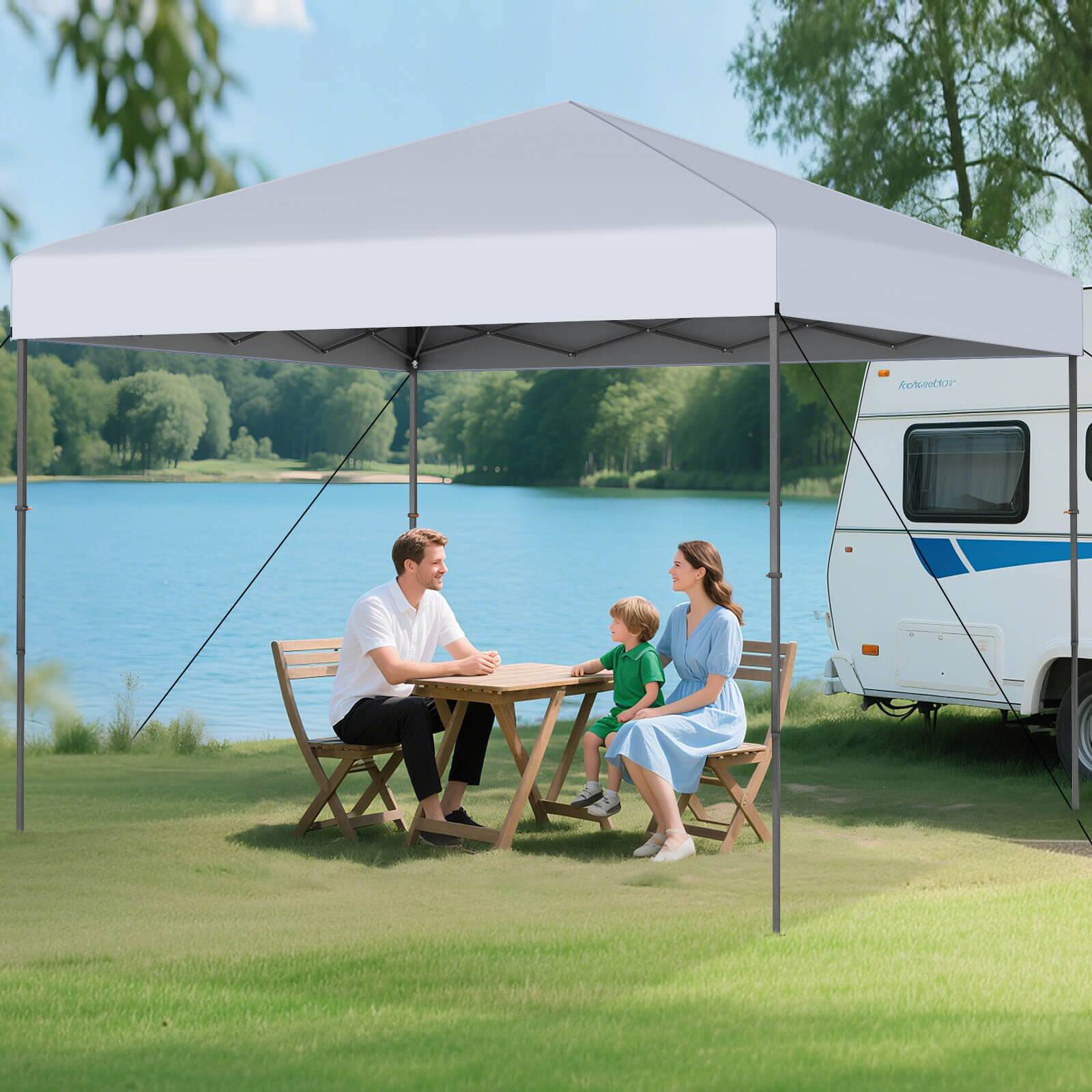 Alt View 4. Costway - Costway 10 X 10 FT Pop up Canopy Tent with Portable Carrying Bag 8 Stakes 4 Wind Ropes - White.