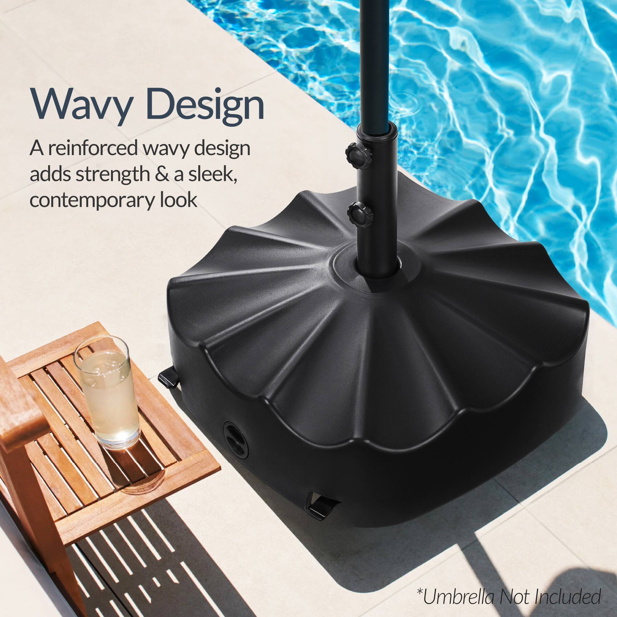 Wavy Design  
A reinforced wavy design adds strength & a sleek, contemporary look  
*Umbrella Not Included