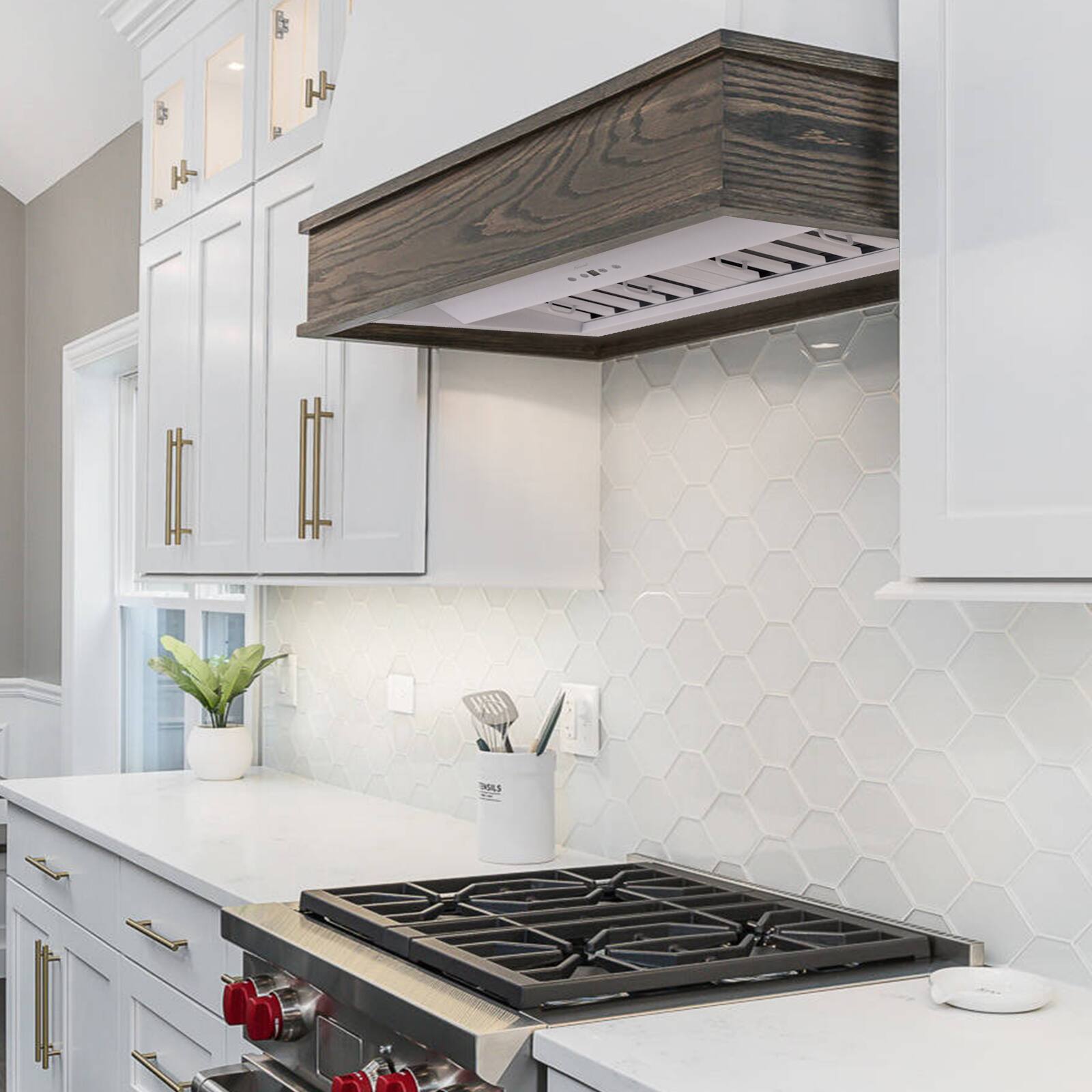 Alt View 7. Akicon - Akicon 30 inch Ducted 600-CFM Satin White Range Hood Insert - White.