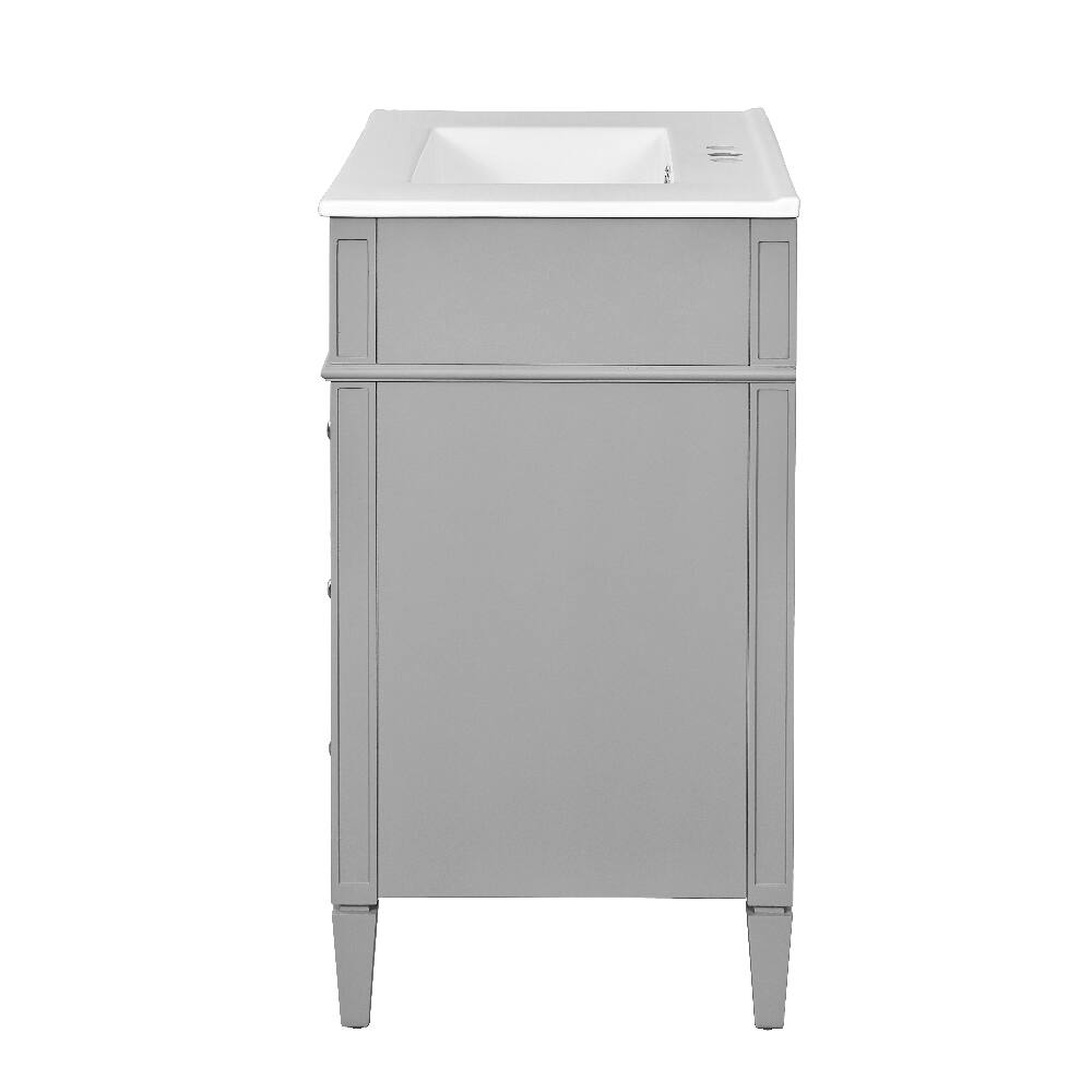 Alt View 10. Loheer - 30 inch Bathroom Vanity with Sink, Grey Single Sink Bathroom Vanity with 2 Drawers and Tip-out Drawer - Grey.