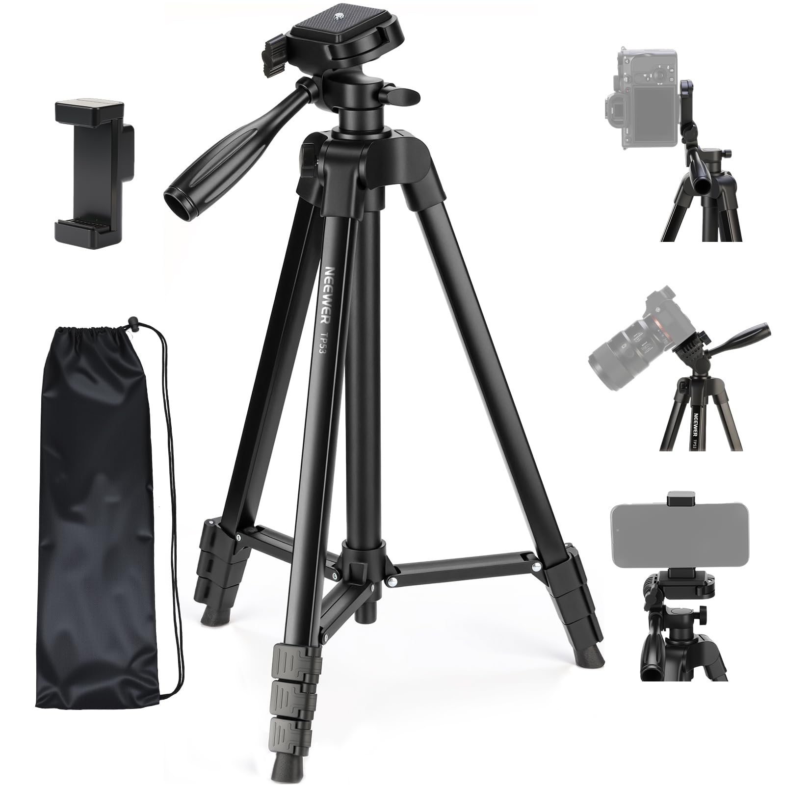 Neewer - Entry-Level Tripod for Cell Phone & Camera, Metal Lightweight Stand with Cold Shoe for iPhone Video