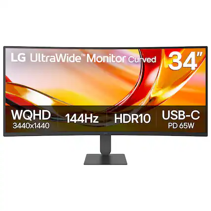 LG UltraWide™ Monitor Curved 34"
WQHD 144Hz HDR10
3440x1440
USB-C PD 65W