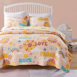 Greenland Home Fashions - Greenland Home Fashion Cassidy bedding Sets Reversible Coverlet, Bedspread Quilt Set Twin/Twin XL 68x88" - Peach