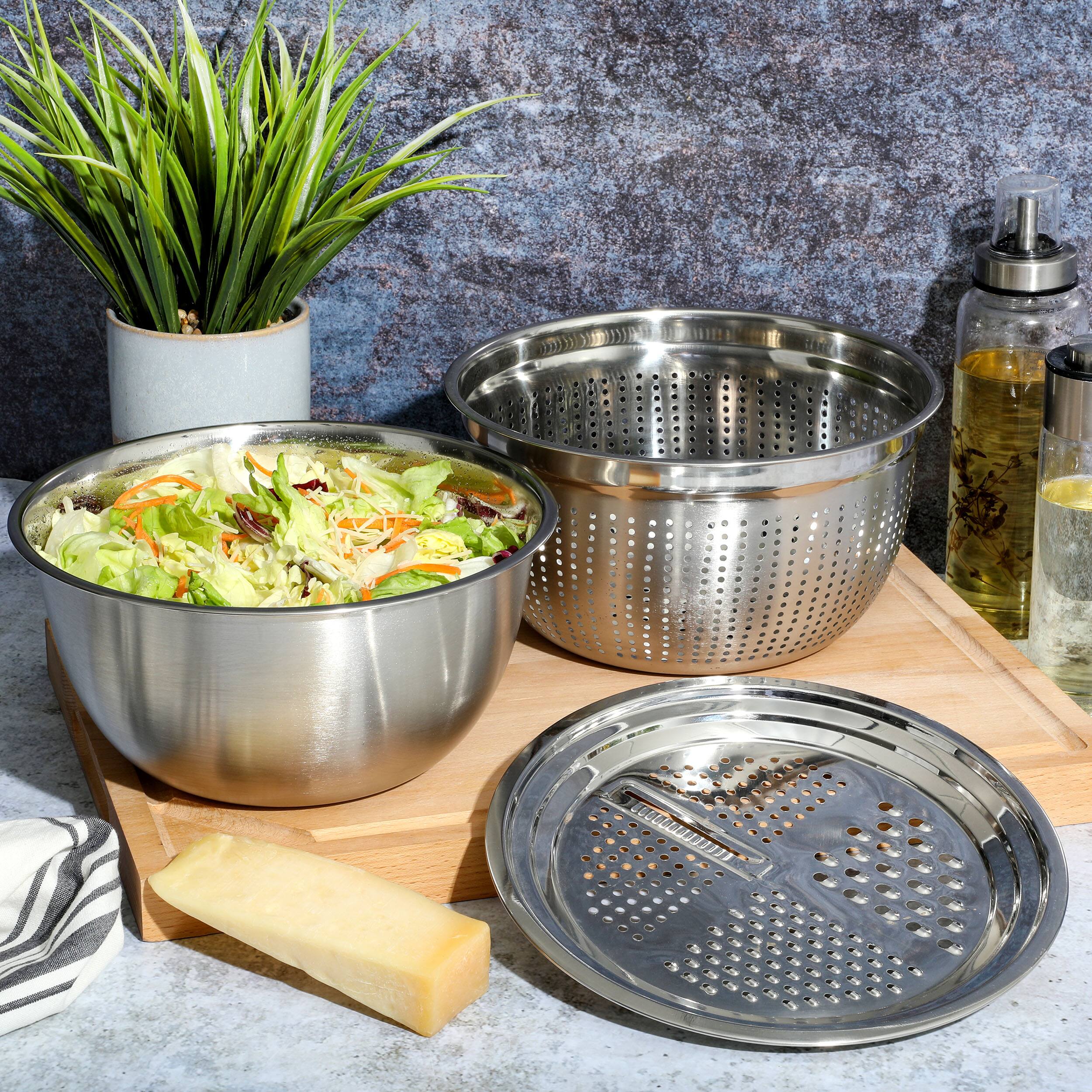 Alt View 7. Oster - Oster 3 Piece Stainless Steel Multifunction Prep Bowl Set - Silver.