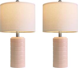 FINEAK - Modern Ceramic Table Lamps Set of 2 for Stylish Home Decor - Light Pink