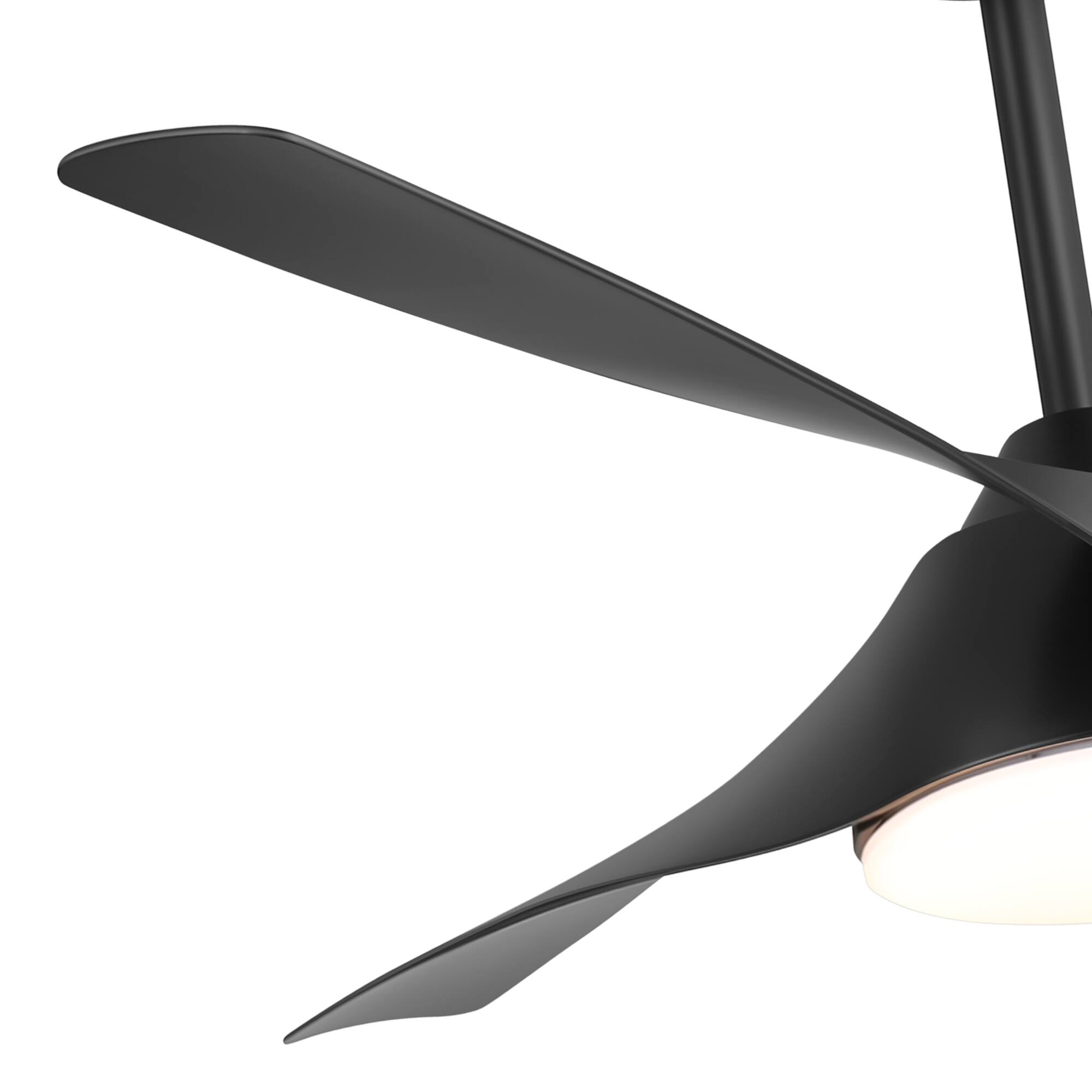 Alt View 5. Breezary - 52" Indoor Ceiling Fan with 3 ABS Blades, 3-Color Light, 6-Speed DC Motor, 5''&10'' Downrods, Remote with Timer - Matte Black.