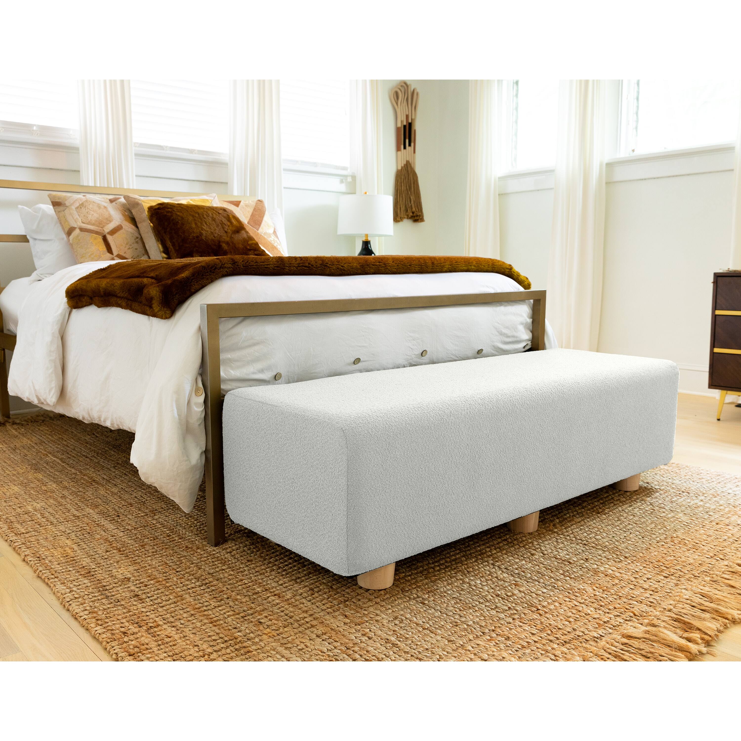 Angle. Jaxx - Jaxx Caya 4-in-1 Large Bed Bench, Giant Ottoman, Dining Bench, and Yoga and Massage Platform, Queen, Boucle White - White.