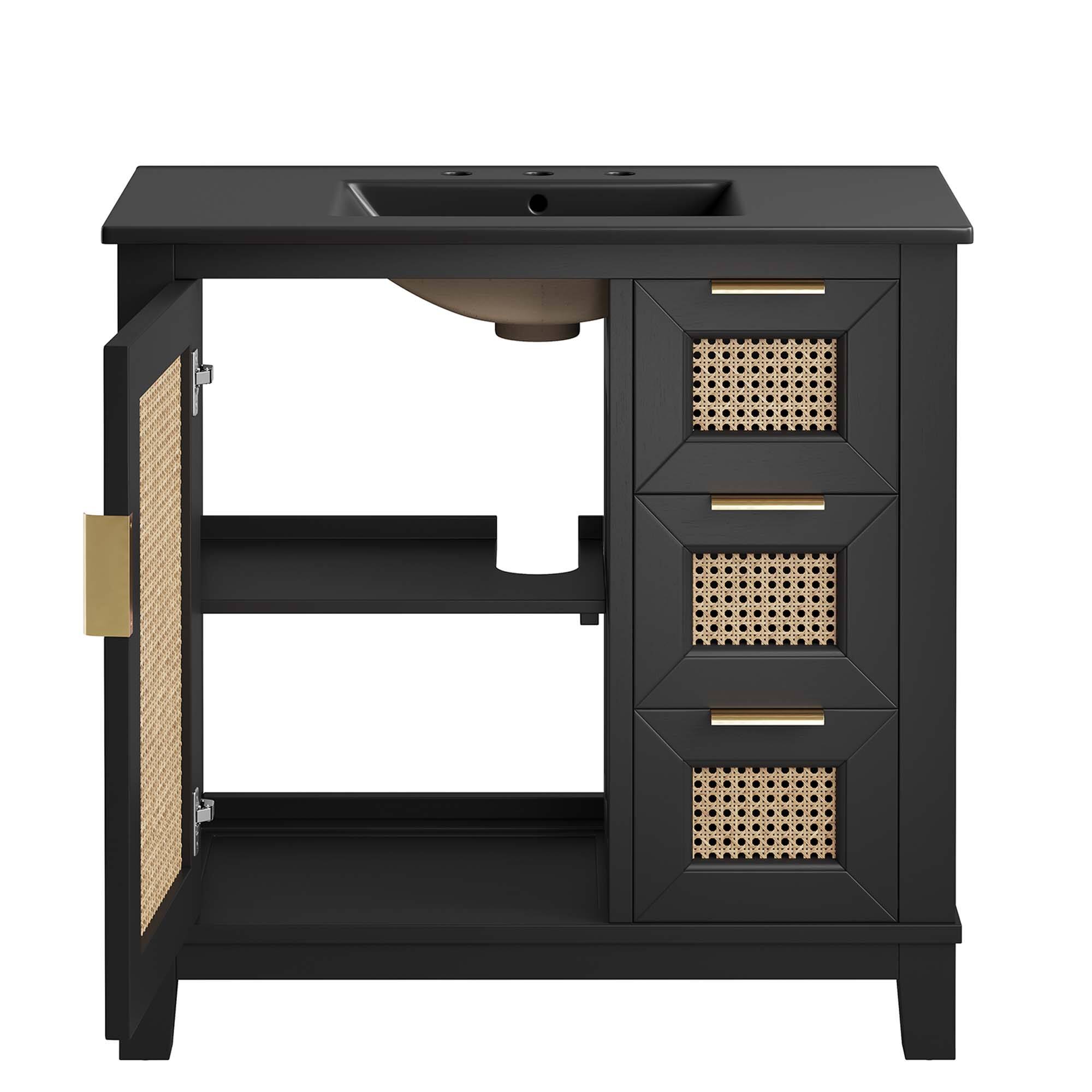 Alt View 6. Modway - Dixie Bathroom Vanity Basin Included by Modway - Black Black.