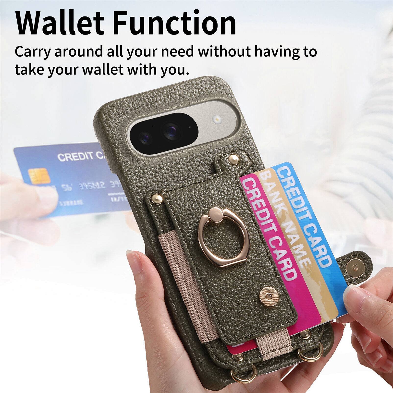 Wallet Function  
Carry around all your needs without having to take your wallet with you.  

CREDIT CARD  
BANK NAME  
CREDIT CARD NAME