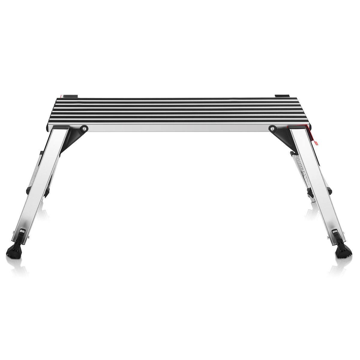 Alt View 7. Costway - Goplus 330lbs Aluminum Step Stool Folding Bench Work Platform Non-slip Drywall Ladder - Silver.