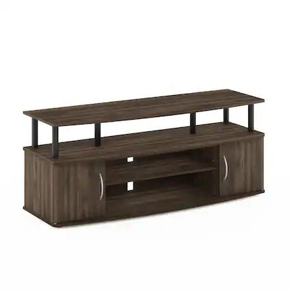 Front. Furinno - JAYA Large Entertainment Center Hold up to 55-IN TV - Columbia Walnut/Black.