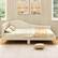 Alt View 1. Costway - Full Size Upholstered Daybed Rivet-Tufted Platform Bed with Metal Legs Wood Slats - Beige.