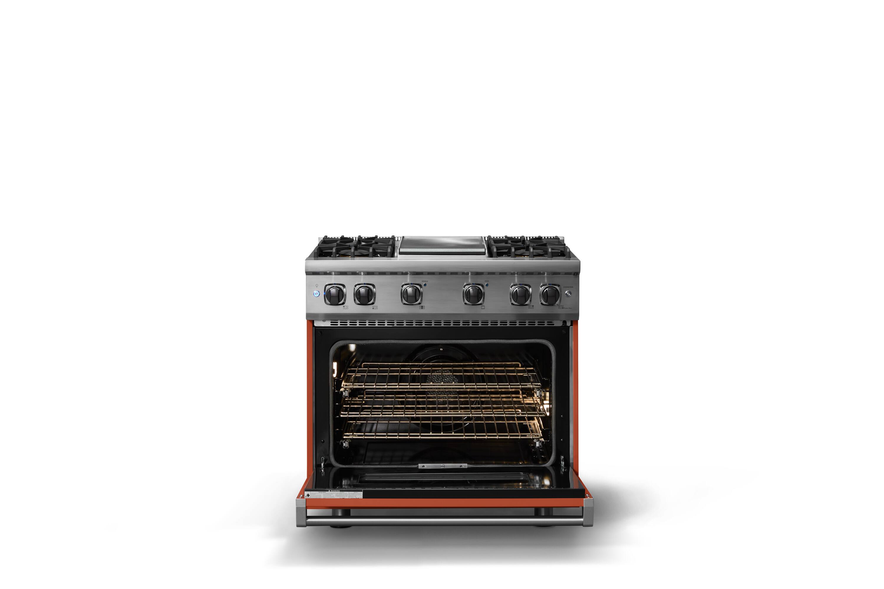 Alt View 3. Viking - 5.1 Cu. Ft. 36"W Freestanding LP Gas Sealed 4 Burner Range with Griddle - Spiced Cider.