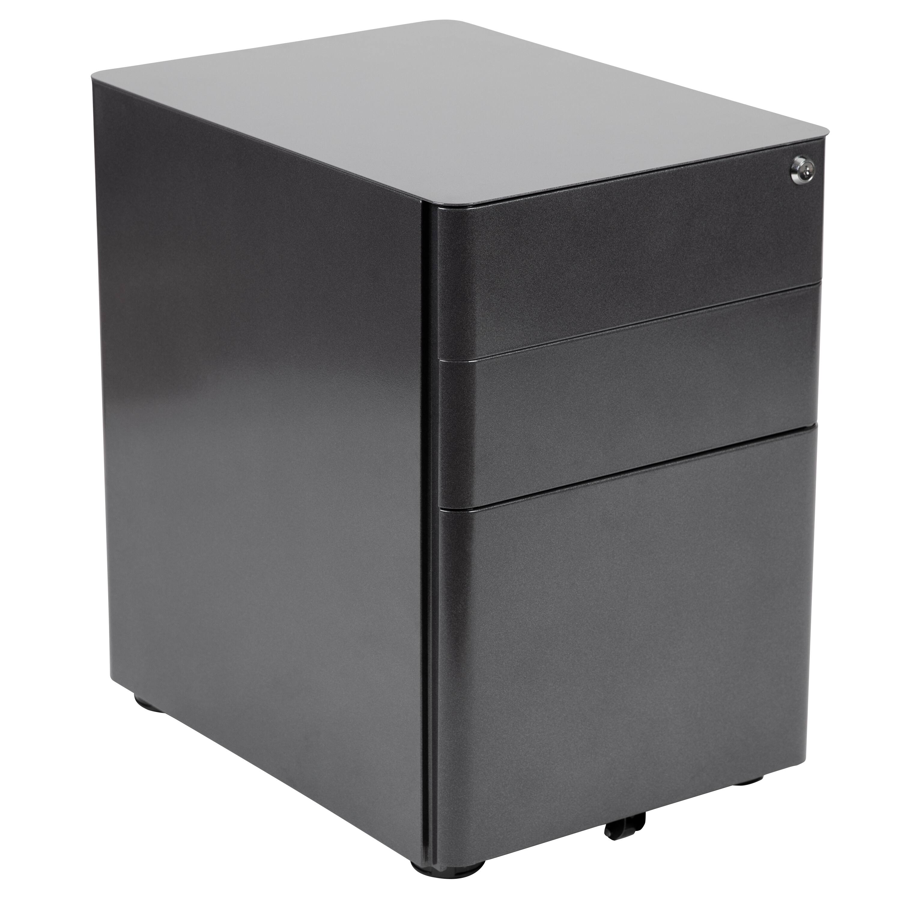Alt View 9. Emma + Oliver - Work From Home Kit-Adjustable Desk, Ergonomic Mesh Office Chair, Filing Cabinet - Black.