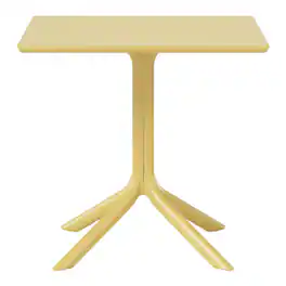 WestinTrends - Playa 31.5" Square Outdoor Plastic Resin Patio Dining Table for 4 - Yellow