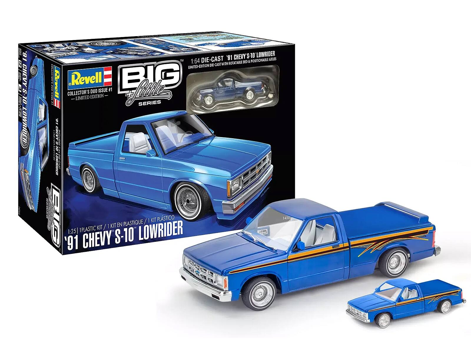 1000 '91 FPS CHEVY S-10 LOWRIDER

'91 CHEVY S-10*LOWRIDER TM 1:64 DIE-CAST POSITIONABLE AXIES ROTATABLE BED & DIE-CAST WITH LIMITED-EDITION COLLECTOR'S Revell BIG and Revell COLLECTOR'S DUO ISSUE #1 falille LIMITED EDITION SERIES IB. GREVY INCLUDES 8-10 you LOWRIDER BERIED BIG 1:25 1PLASTIC KIT KIT S-10TH EN PLASTIQUE LOWRIDER 1 KIT PLSTICO 1456g

1:25 | PLASTIC KIT / 1 KIT EN PLASTIQUE / 1 KIT

'91 CHEVY S-10 LOWRIDER

1:64 DIE-CAST '91 CHEVY S-10 LOWRIDER LIMITED-EDITION DIE-CAST WITH ROTATABLE BED & POSITIONABLE AXLES