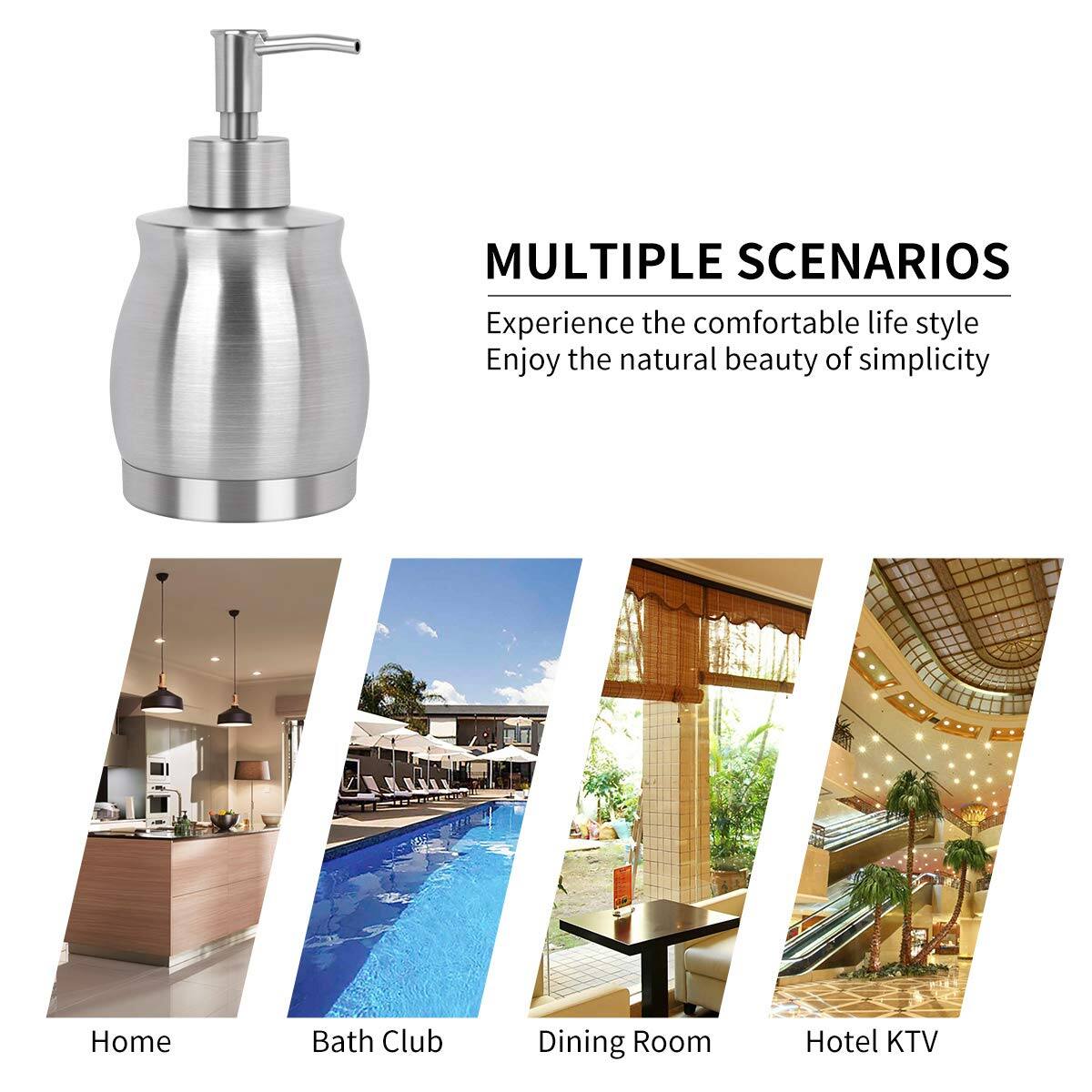 Dapper Styles Stainless Countertop Soap Dispenser Liquid Bottle And ...