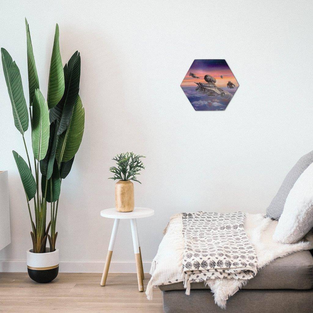 Angle. Trend Setters - Star Wars (The Mandalorian - The Escort) KNEXAGON® Wood Print WPHEX9726 - Multicolor.