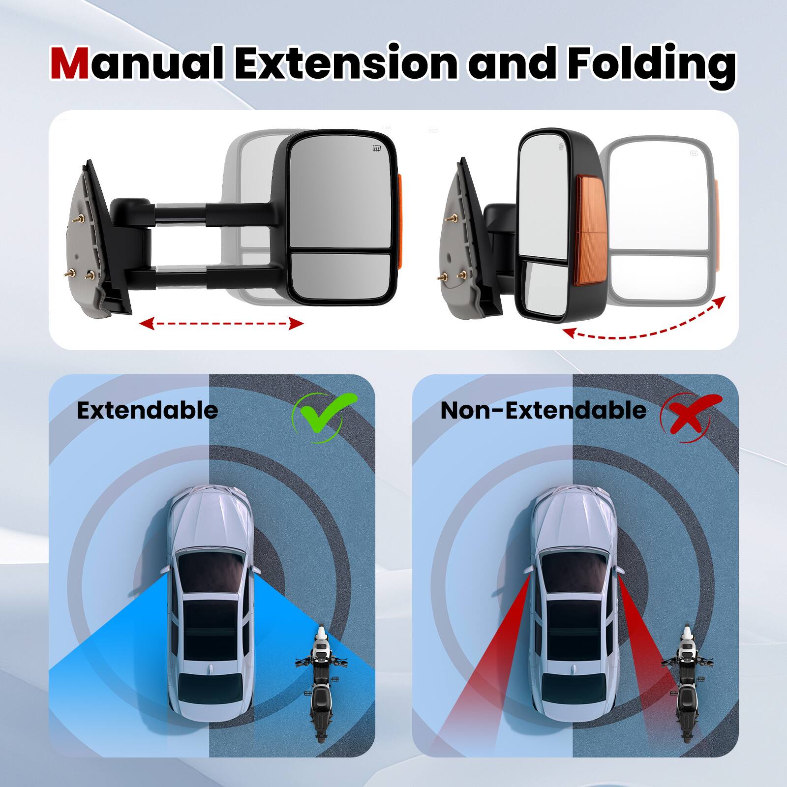 Manual Extension and Folding

Extendable ✔️

Non-Extendable ❌