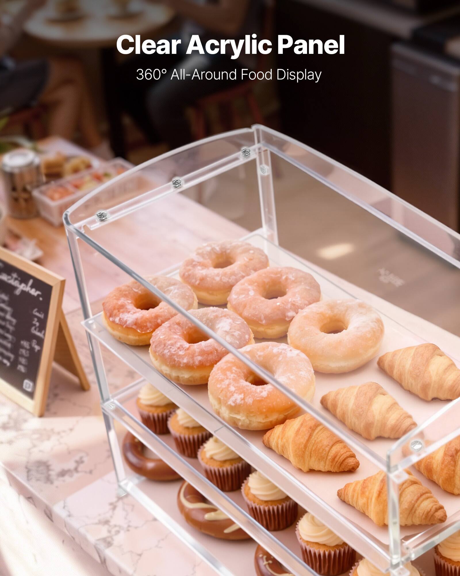 Clear Acrylic Panel  
360° All-Around Food Display