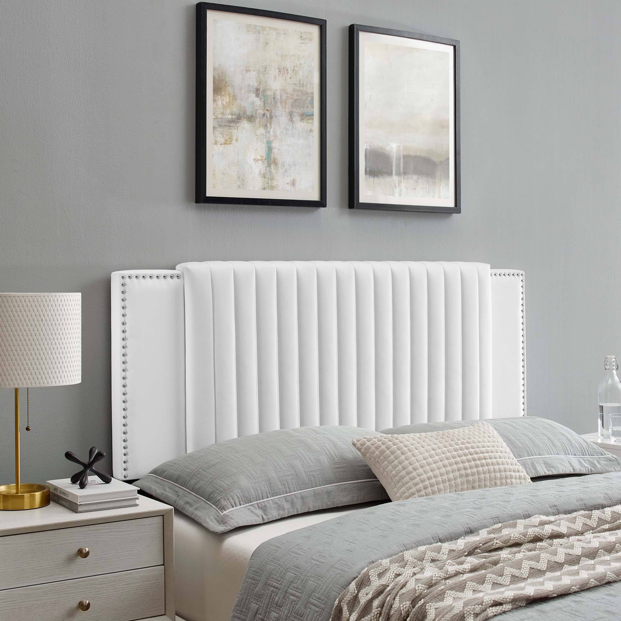 Alt View 2. Modway - Felicity Channel Tufted Performance Velvet Twin Headboard by Modway - White.