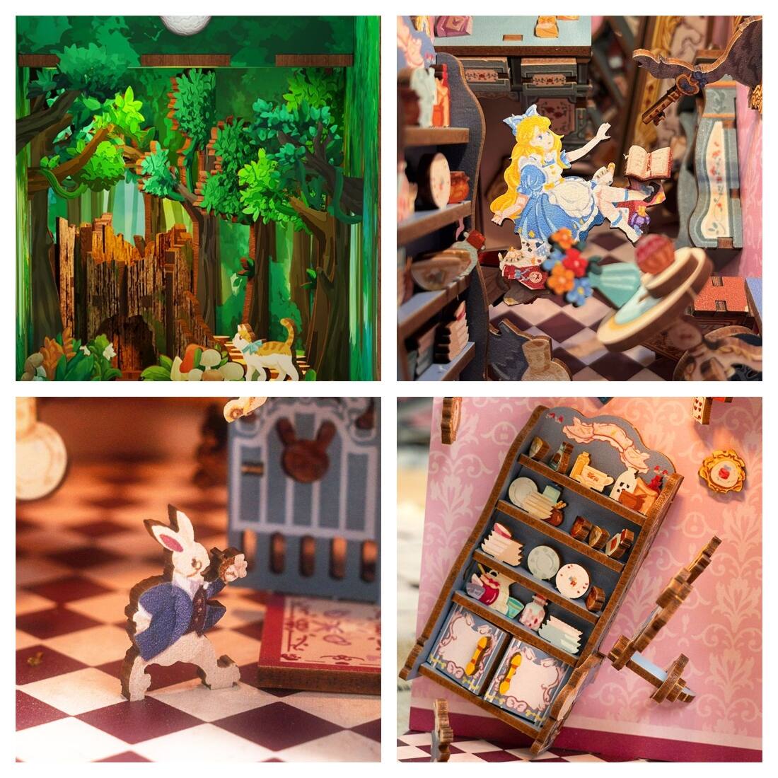 Back. 3D Puzzle - DIY 3D Book Nook Kit Alice's Adventure 184pcs.