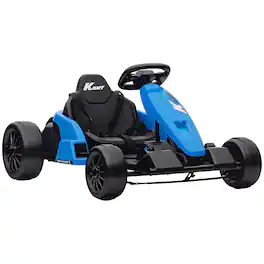 Qaba - Electric Go Kart with Dual 150W Motors, Adjustable Seat & 11.2MPH High Speed, Slow Start - Blue