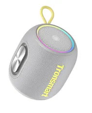Front. Tronsmart - T8 Mini Ultra-Portable Bluetooth Speaker, 16W Big Bass, 360° Sound, IPX7 Waterproof, 20H Playtime, Custom EQ & Light - Gray.