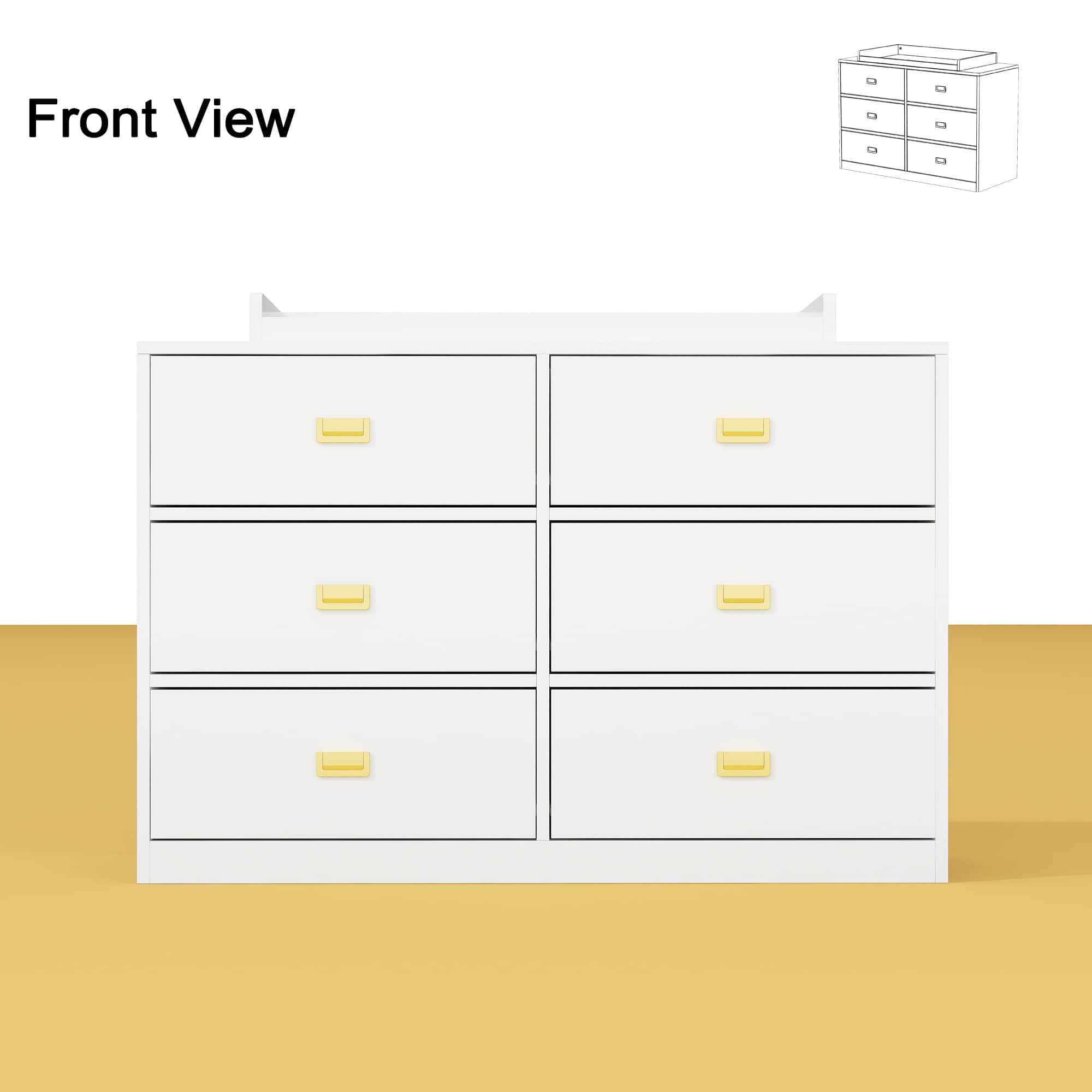 FUFU & GAGA - FUFU&GAGA Baby Changing Table Dresser: Quiet Slides & Chic Metal Handles - White