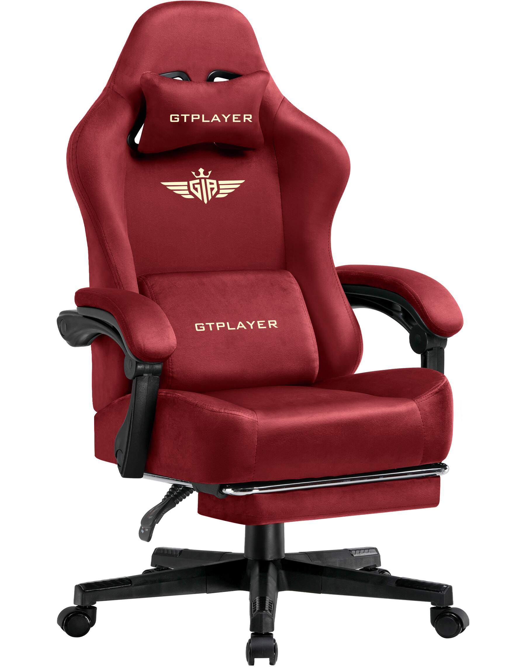GTPlayer - Gaming Chair Fabric with Pocket Spring Cushion High Back Computer Chair - Red