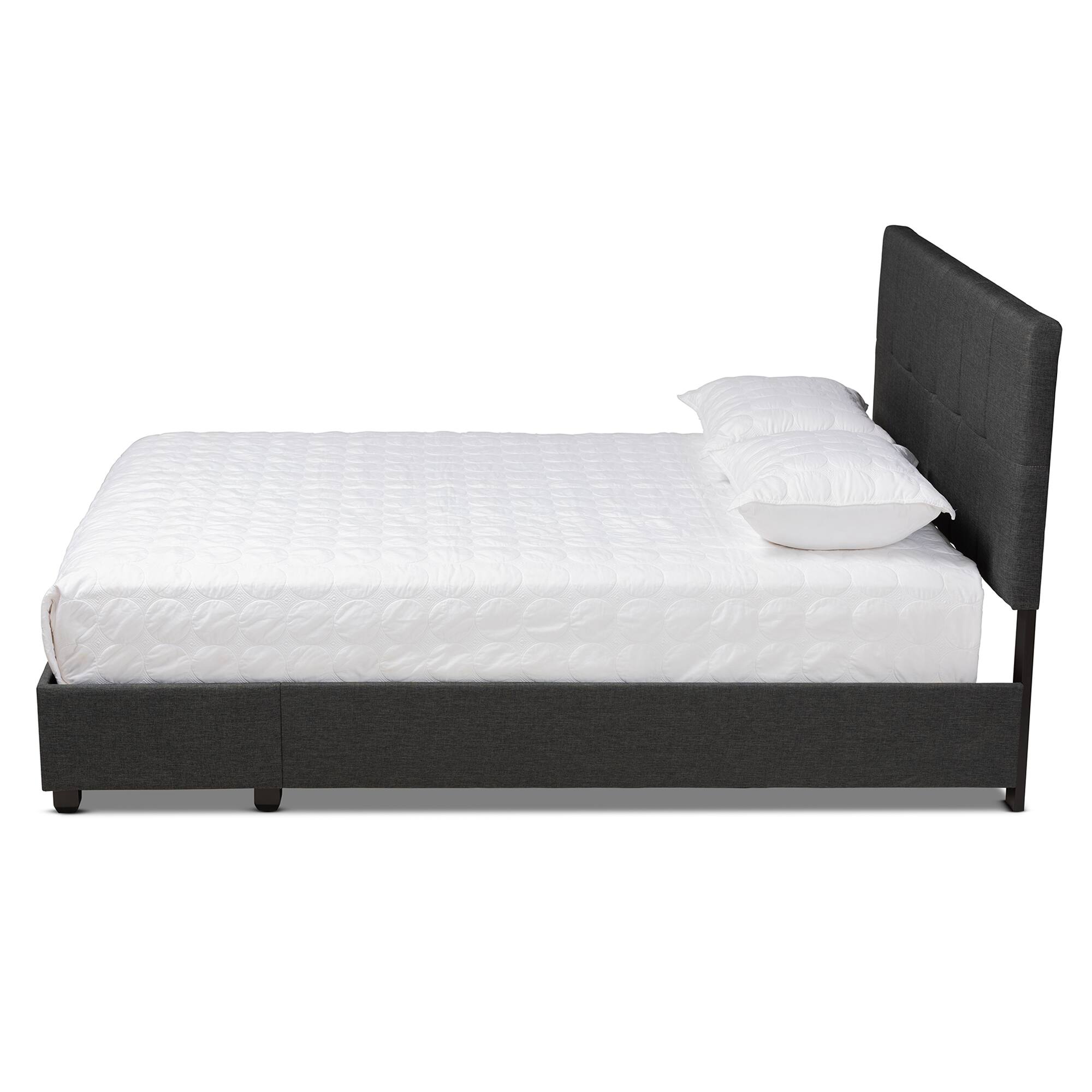 Left. Baxton Studio - Netti Fabric Upholstered 2-Drawer Queen Size Platform Storage Bed - Dark Grey/Black.