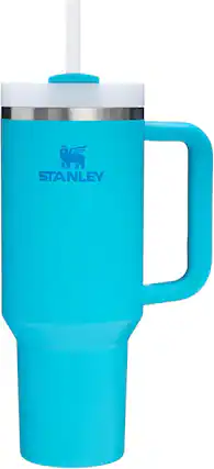Front. Stanley - STANLEY Quencher H2.0 Tumbler with Handle and Straw 40 oz - Blue.