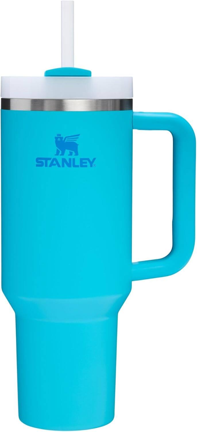 Front. Stanley - STANLEY Quencher H2.0 Tumbler with Handle and Straw 40 oz - Blue.
