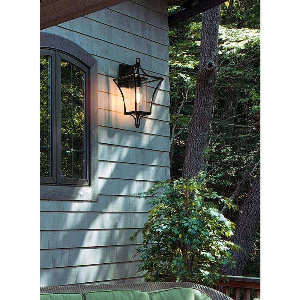 Alt View 4. Elegant Lighting - Belgrade 9.5 Inch Outdoor Wall Sconce In Black - Black.