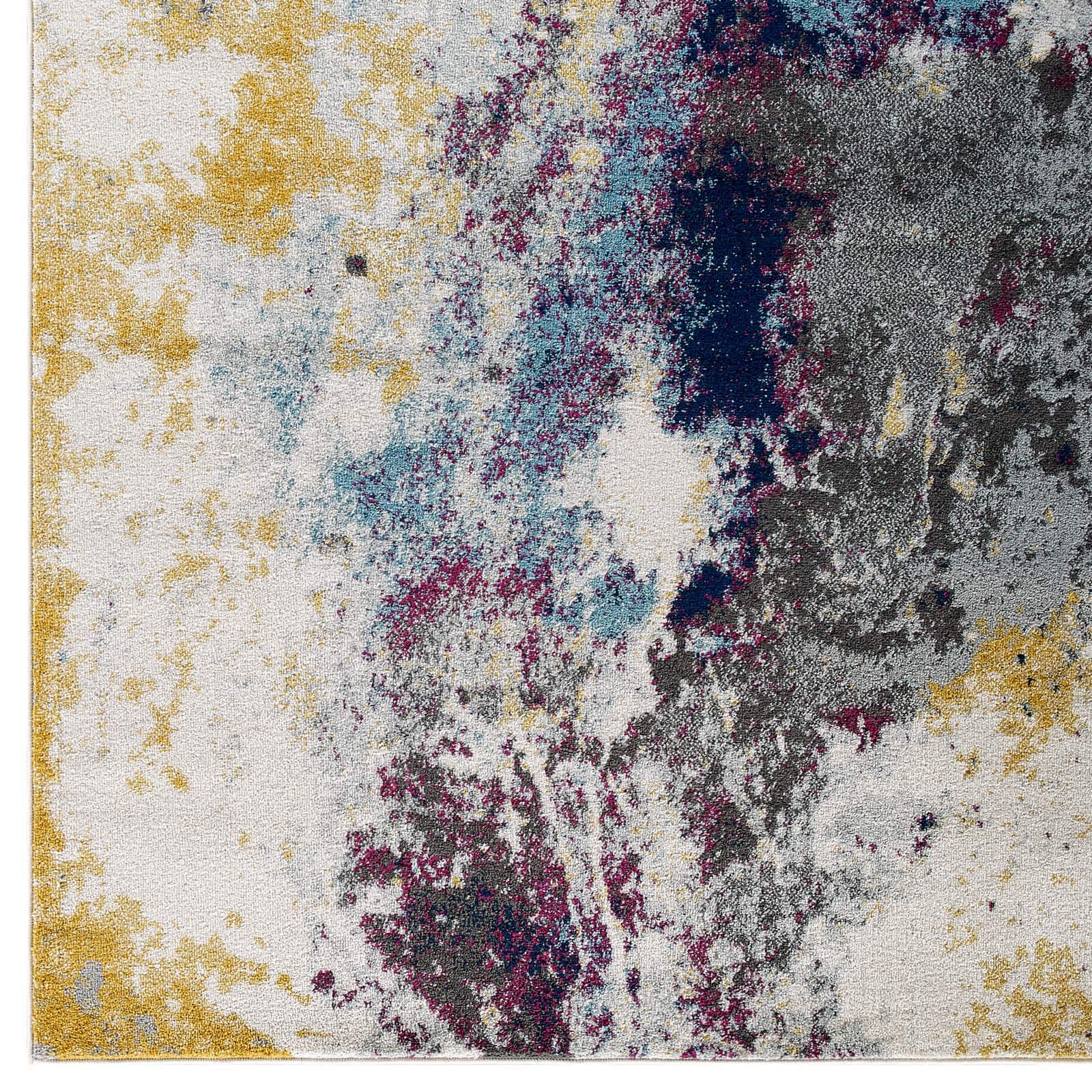 Alt View 2. Modway - Entourage Adeline Contemporary Modern Abstract Area Rug - Blue Gray Yellow Ivory Pink.