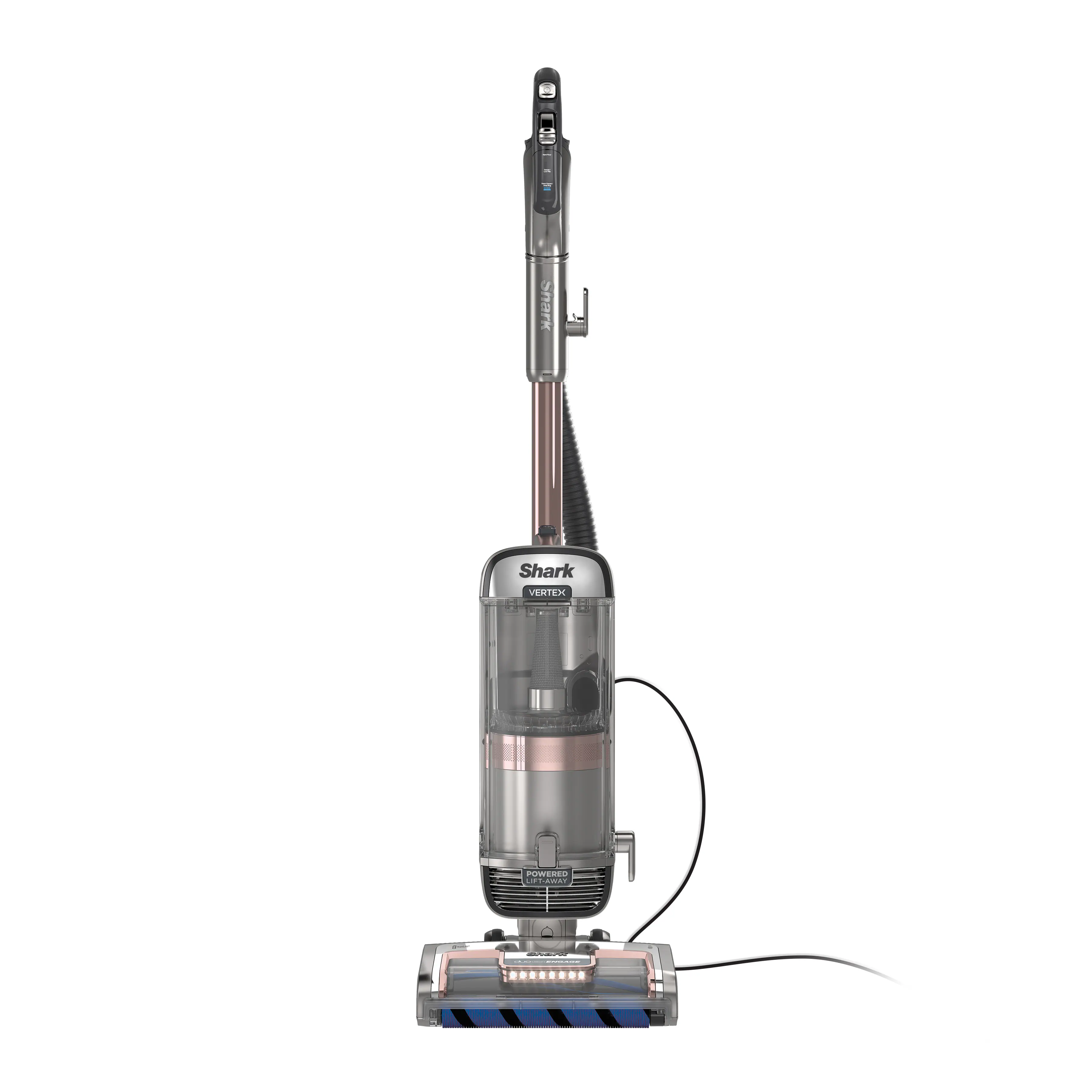 Front. Shark - Vertex DuoClean PowerFin Upright Vacuum with Powered Lift-Away and Self-Cleaning Brushroll - Rose Gold.