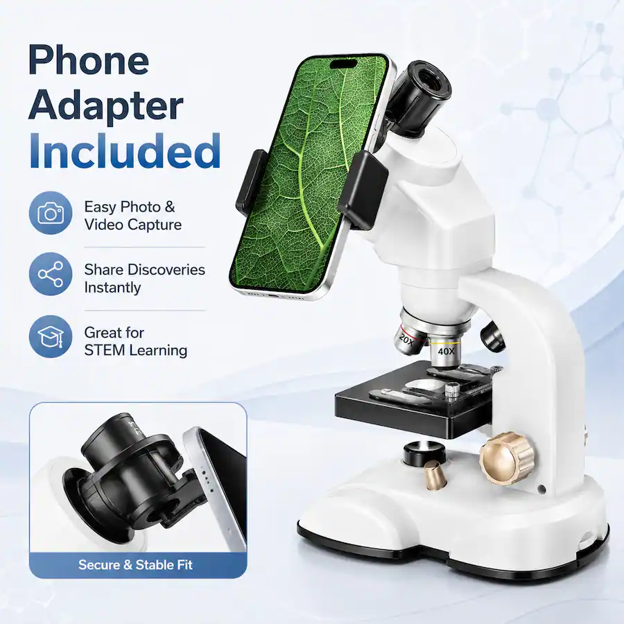 Universalfun 1600X Binocular Microscope for Kids with Dual LED Lights ...