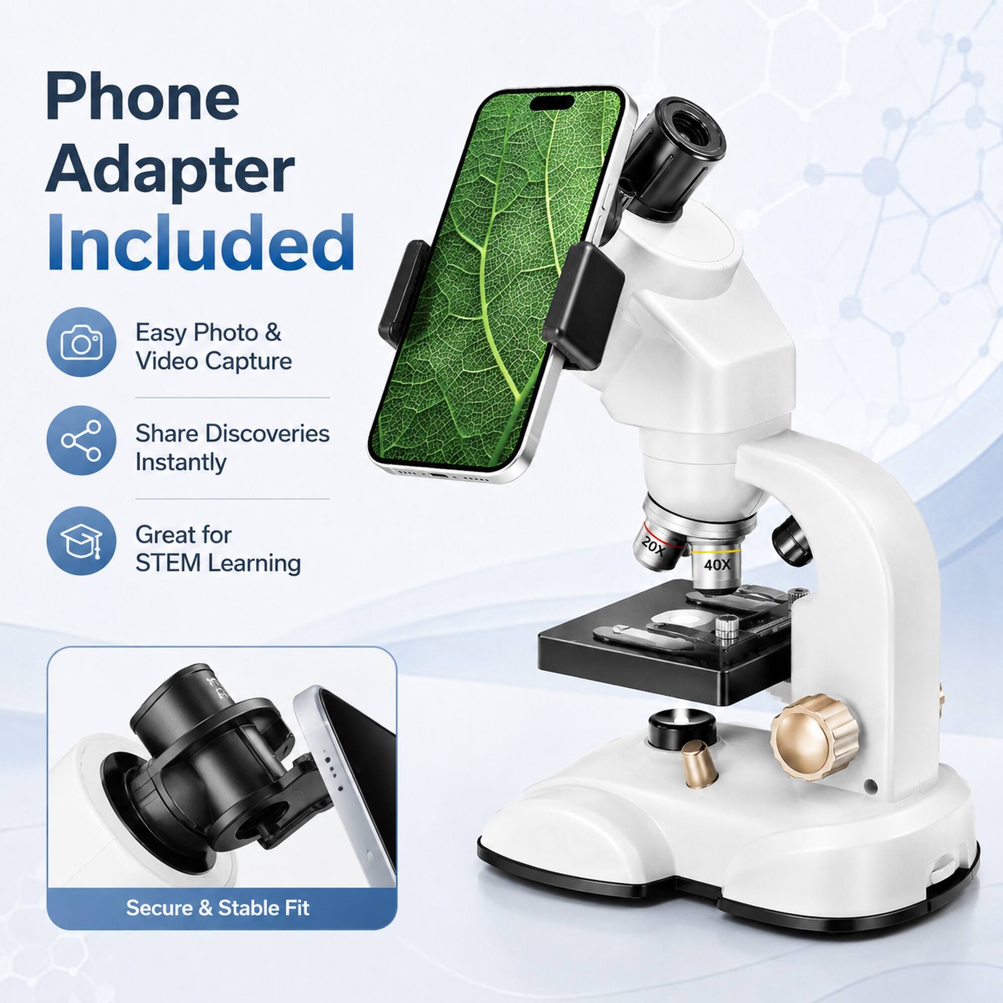 Universalfun 1600X Binocular Microscope for Kids with Dual LED Lights ...