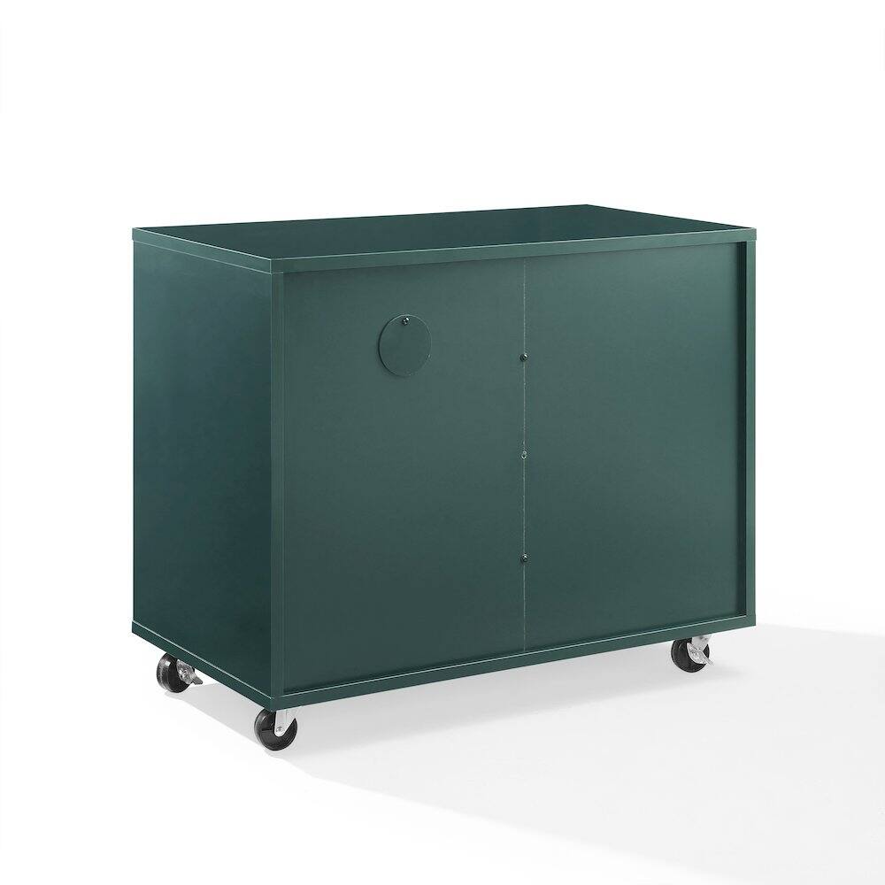 Alt View 2. Crosley Furniture - Carlo Rolling Record Player Stand With Vinyl Storage - Dark Teal.