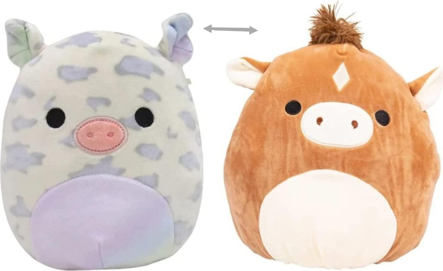 Alt View 1. Kellytoy - Squishmallow 12 Inch Flip-A-Mallow Plush | Nia Pig / Philip Horse - Brown.