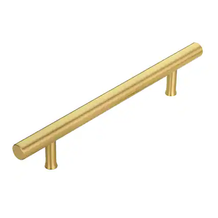 Front. Akicon - Akicon Solid Brass 5 Inch Hole Center Kitchen Cabinet Handles Drawer Pull 5-Pack in Brushed Gold - Brushed Gold.