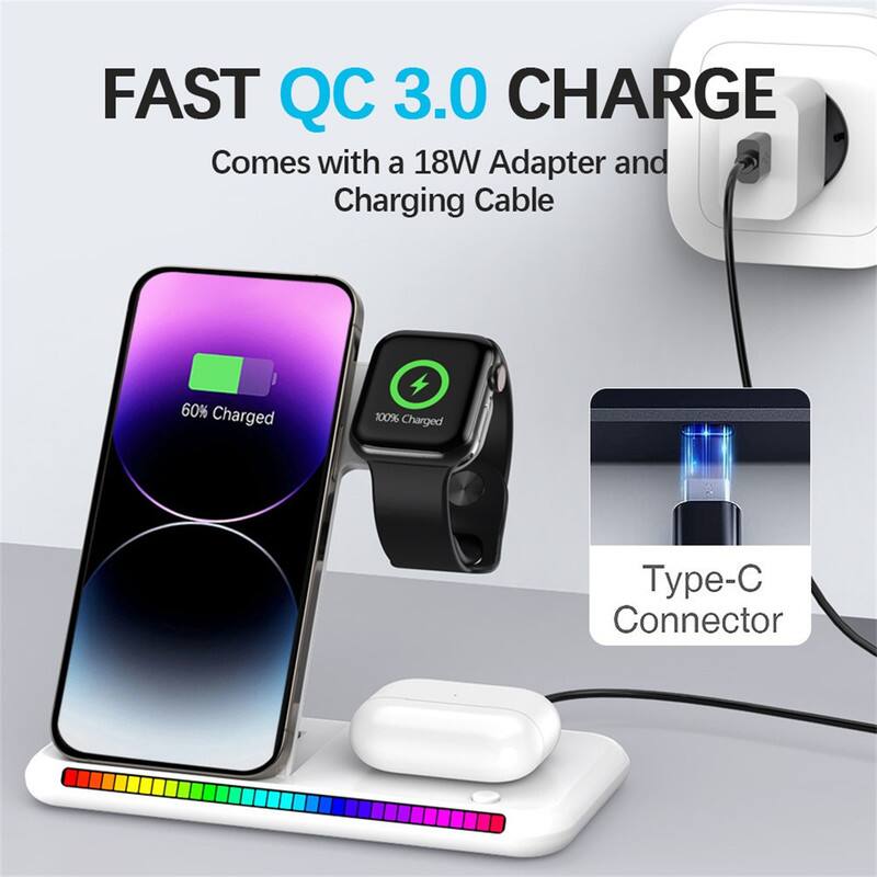 FAST QC 3.0 CHARGE  
Comes with a 18W Adapter and Charging Cable  

60% Charged  
100% Charged  

Type-C Connector