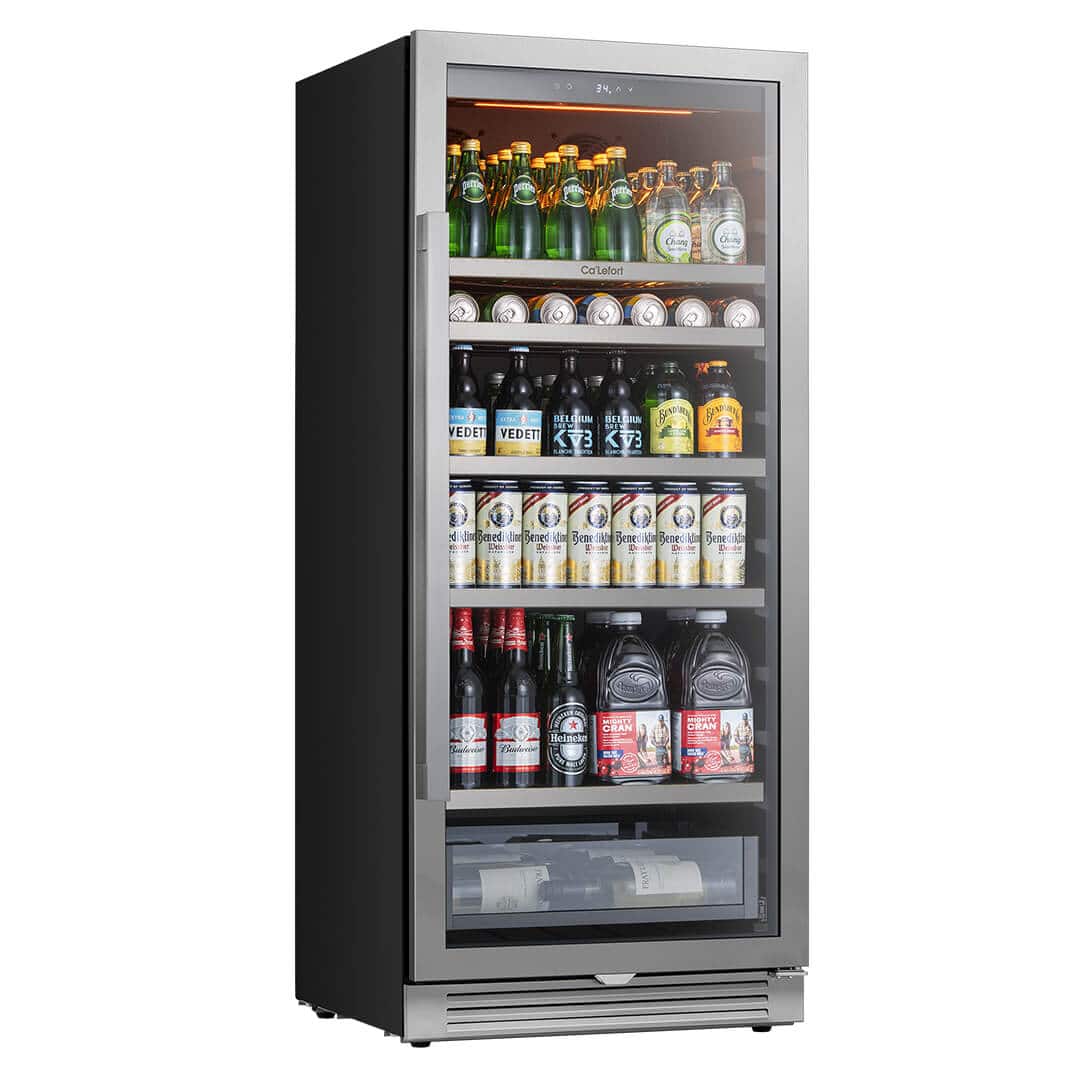 Ca'Lefort - 238 Cans Beverage Refrigerators,Built-In Beverage Cooler with Glass Door for Home,Bar,Office - Silver