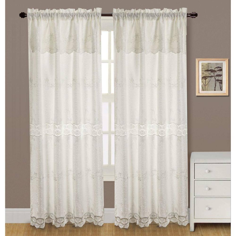Angle. RT Designers Collection - RT Designers Collection Alisa Macrame Rod Pocket Window Room Darkening Panel 54" x 84" White - White.