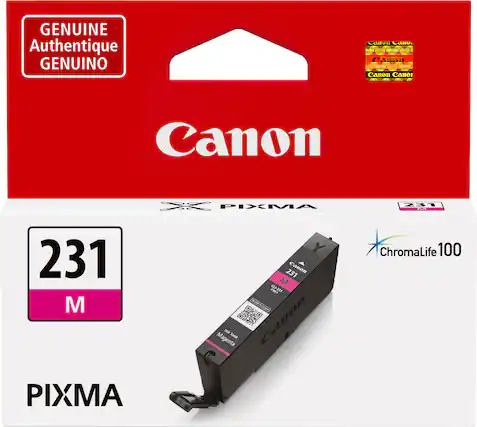 GENUINE Authentique GENUINO anon Lalu Cenon C Canon Canor Canon PIXMA 231 C... 231 M PIXMA 231 Canon M C CUI-281 Magenta ink Faok Canon ChromaLife 100
