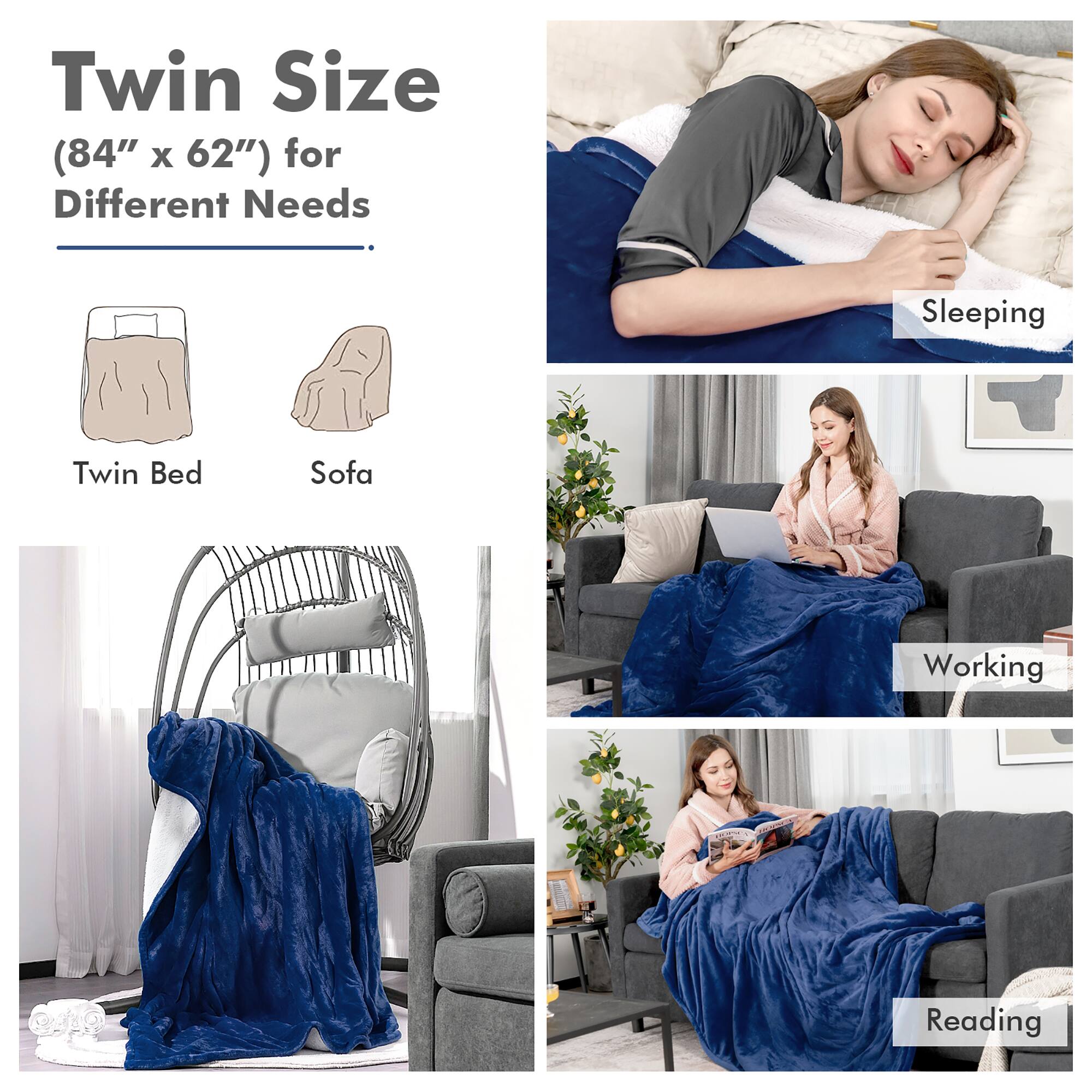 Twin Size (84" x 62") for Different Needs: Sleeping, Twin Bed, Sofa, Working, Reading