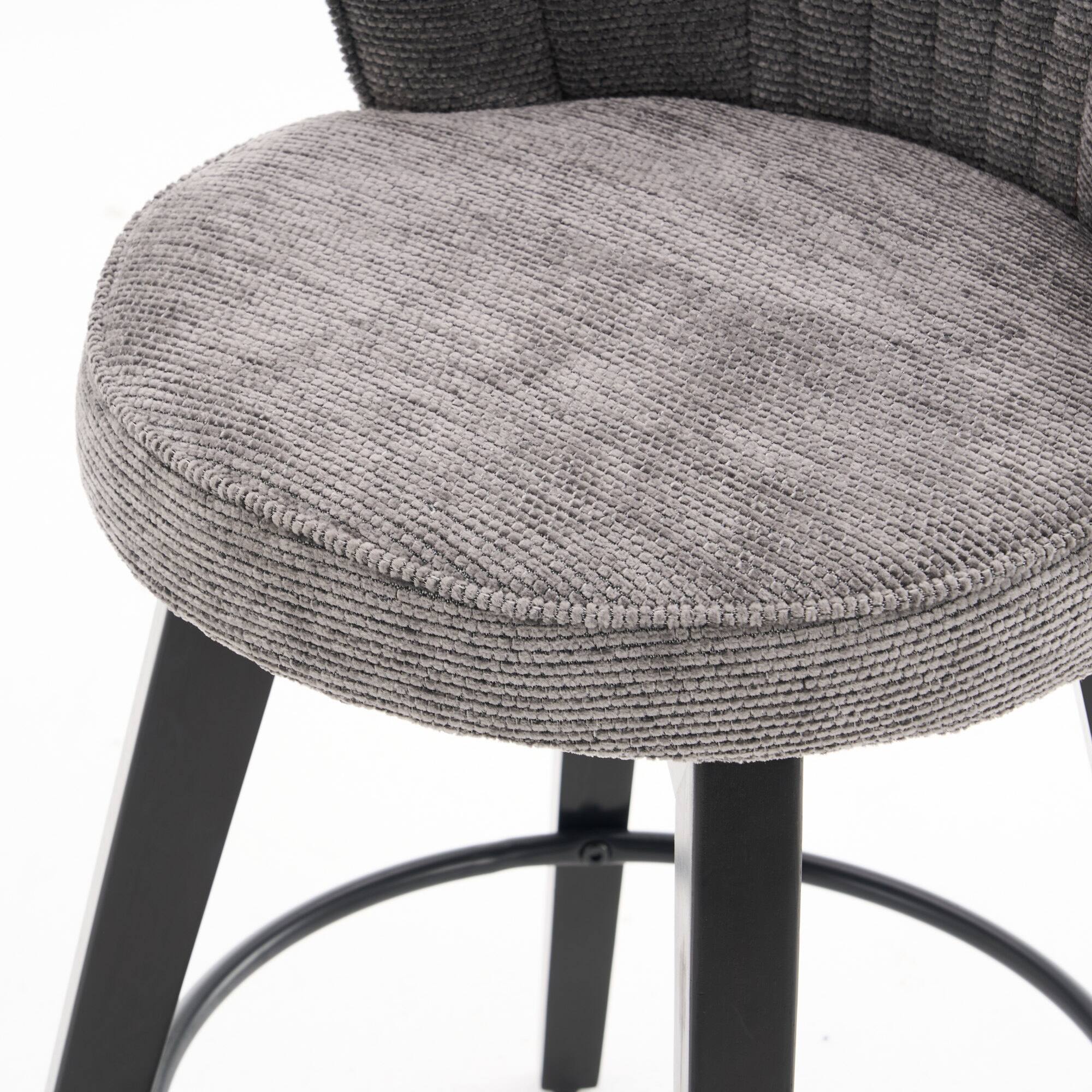 Alt View 10. GOODSILO - Set of 2 Wing Back Swivel Bar Stools - Adjustable Counter Height Stools with Solid Wood Legs & Plush Upholstery - Dark Grey.