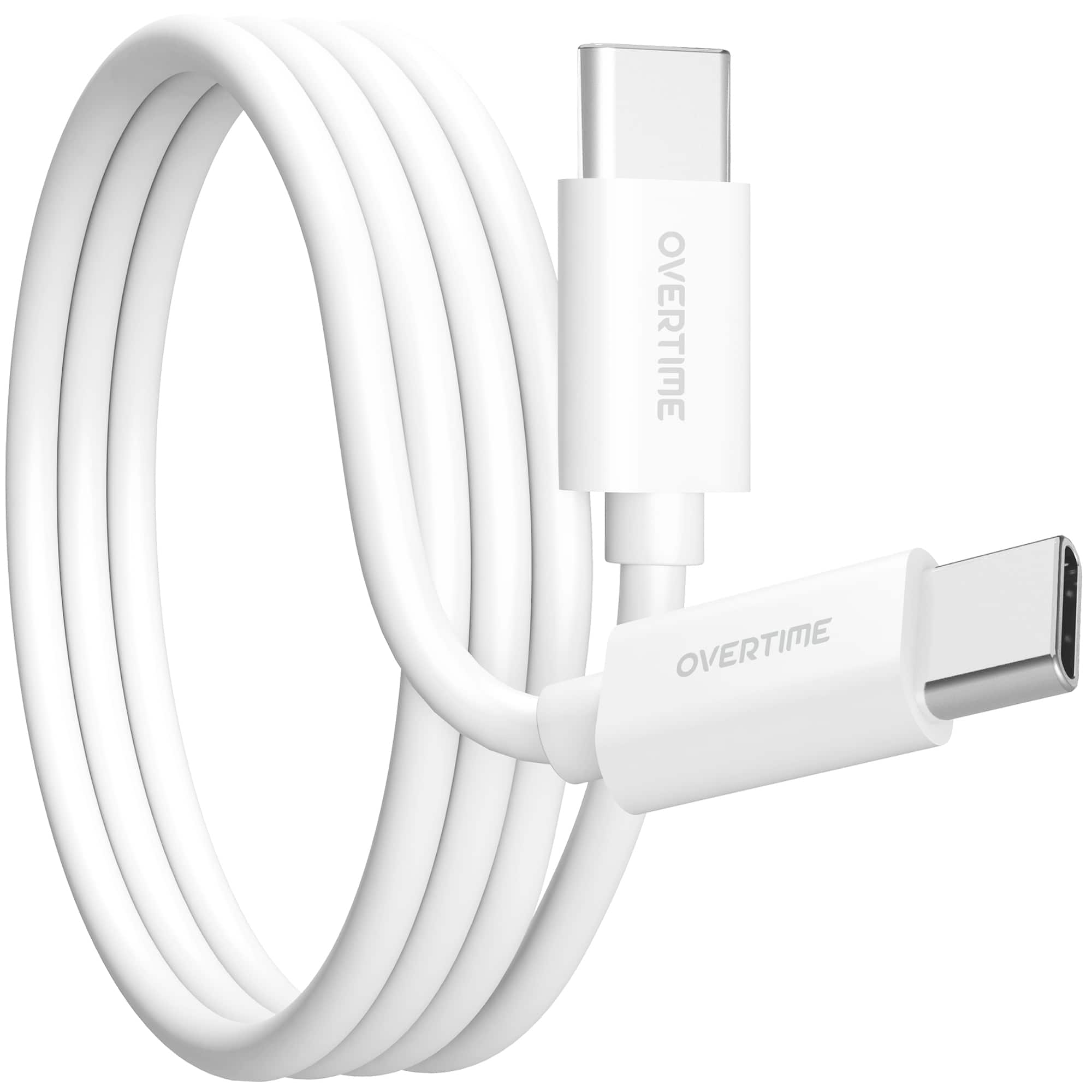 Overtime - 38W Dual Port Car Charger with PD 20W USB-C and QC 18W USB-A plus 6ft USB-C to USB-C Cable, White - White
