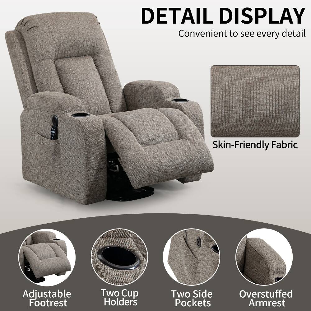 DETAIL DISPLAY  
Convenient to see every detail

Skin-Friendly Fabric

Adjustable Footrest

Two Cup Holders

Two Side Pockets

Overstuffed Armrest